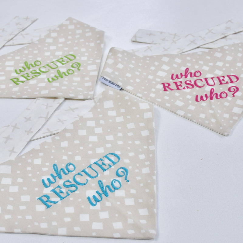 Who Rescued Who? Embroidered Dog Bandanas Ready to Ships