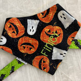 Ghosts & Pumpkin Halloween Bandana Personalized with Dogs Name