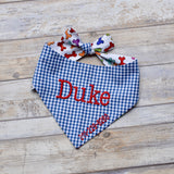 Red White and Blue White Gingham Dog Bandanas Personalized with name