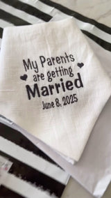 Engagement Announcement Dog Bandanas with Embroidery on White Linen