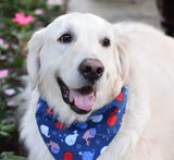 Patriotic Whales Summer Dog Bandana with Embroidered Name