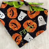 Ghosts & Pumpkin Halloween Bandana Personalized with Dogs Name