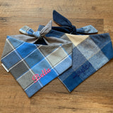 Flannel Dog Bandanas Embroidered with a Name