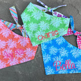 Palm Watercolor Leaf Reversible Dog Bandanas with Personalization