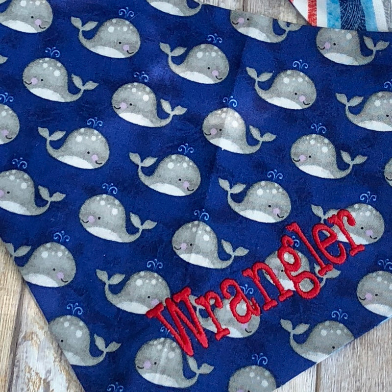 Summer Whales Red White and Blue Bandanas with Dogs Name Monogrammed