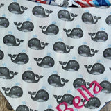 Summer Whales Red White and Blue Bandanas with Dogs Name Monogrammed