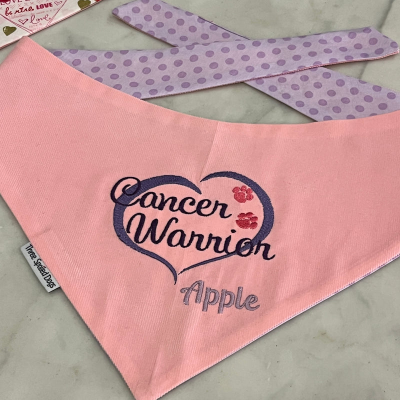 Canine Cancer Warrior  -  Handmade Embroidered Bandanas in honor of Apple the Golden