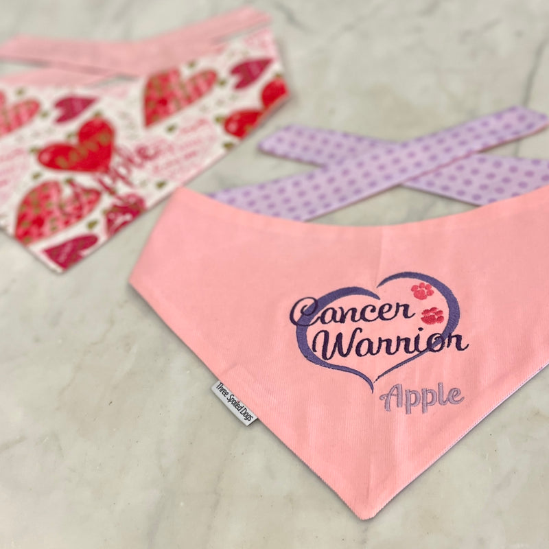 Canine Cancer Warrior  -  Handmade Embroidered Bandanas in honor of Apple the Golden