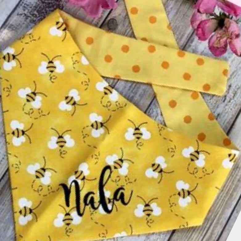 Bumble Bee Custom Dog Bandanas with Name Embroidered