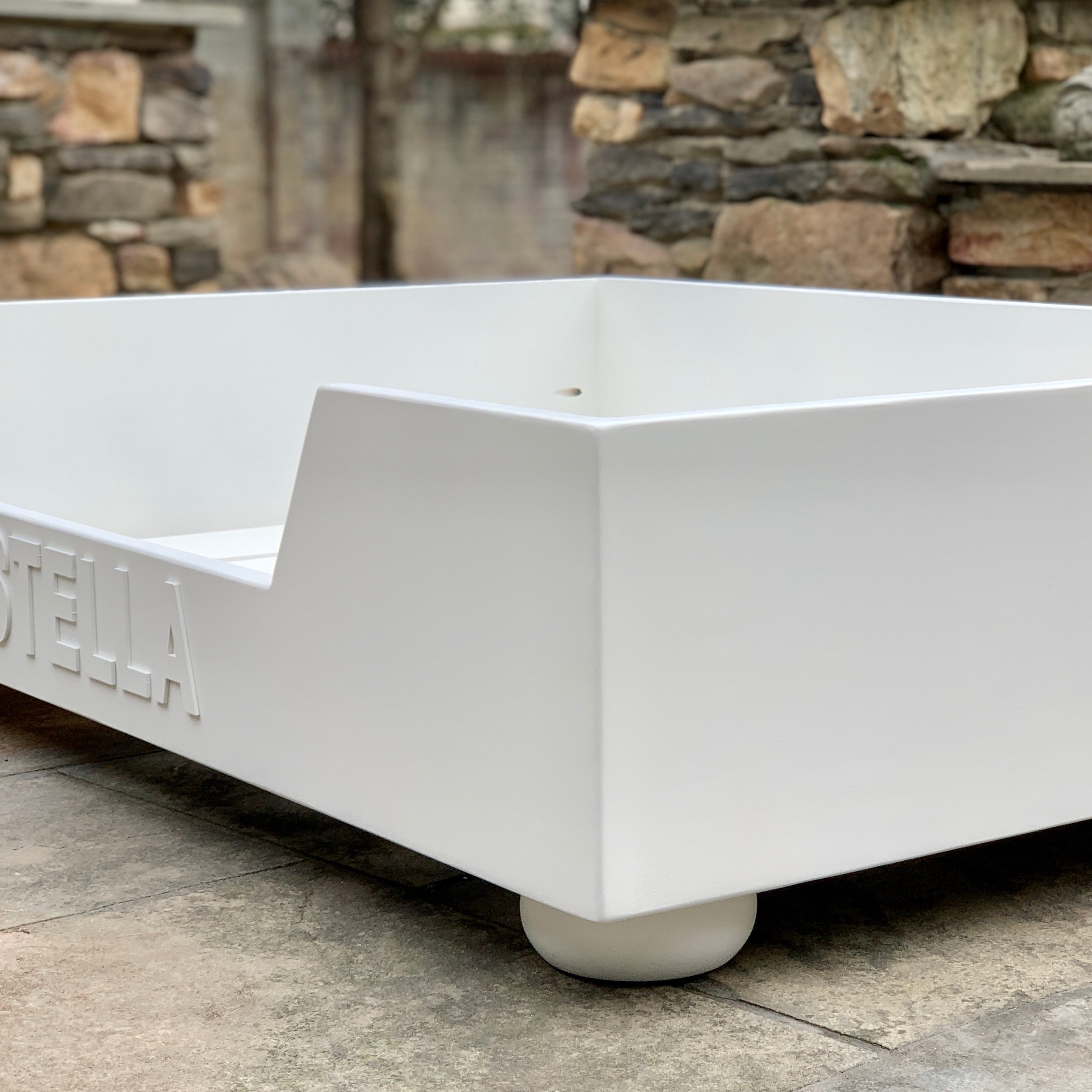 White wooden outlet dog bed