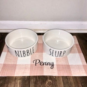 Buffalo Plaid Dog Bowl Placemats with Personalization