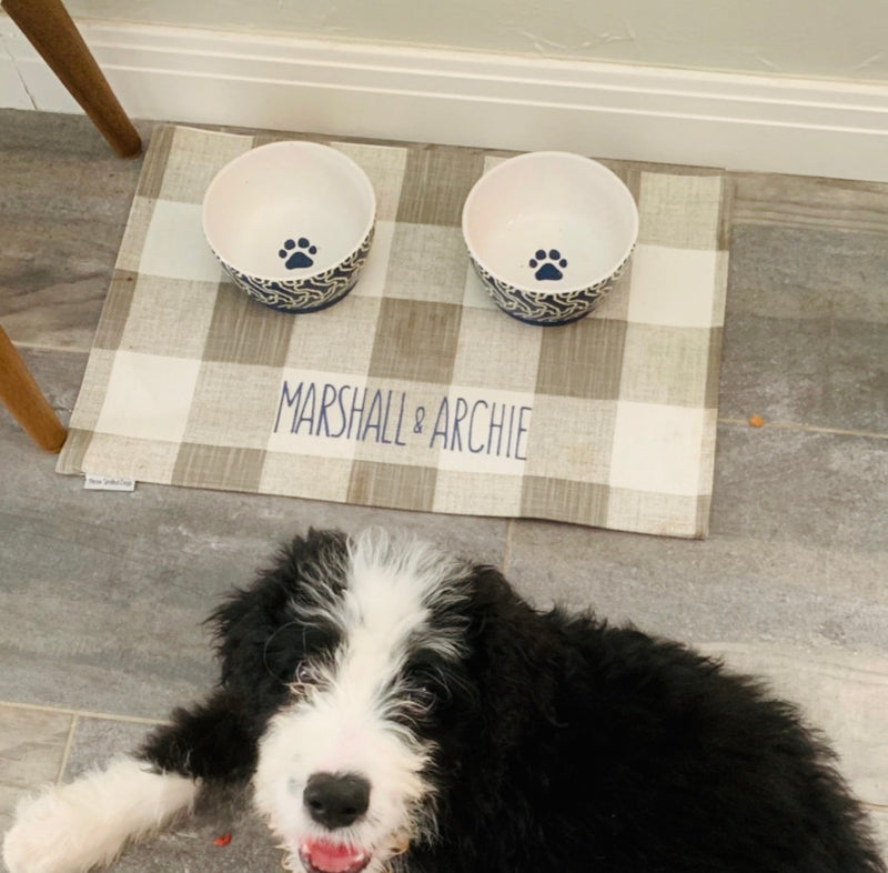 Buffalo Plaid Dog Bowl Placemats with Personalization