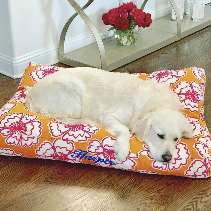 personalized large washable canvas dog bed from Three Spoiled Dogs