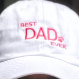 three spoiled dogs white baseball cap with best dad ever embroidered in pink threadembroidered  