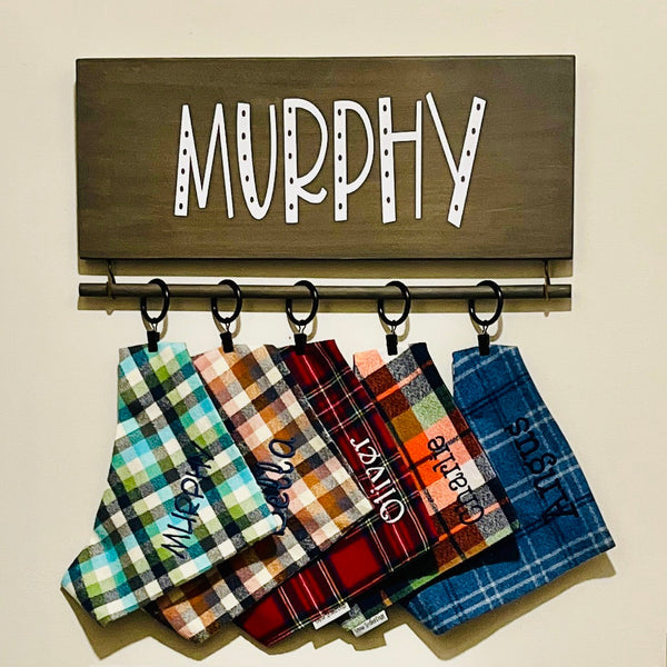 Personalized Dog Bandana Hangers - Holds Collars & Leashes too